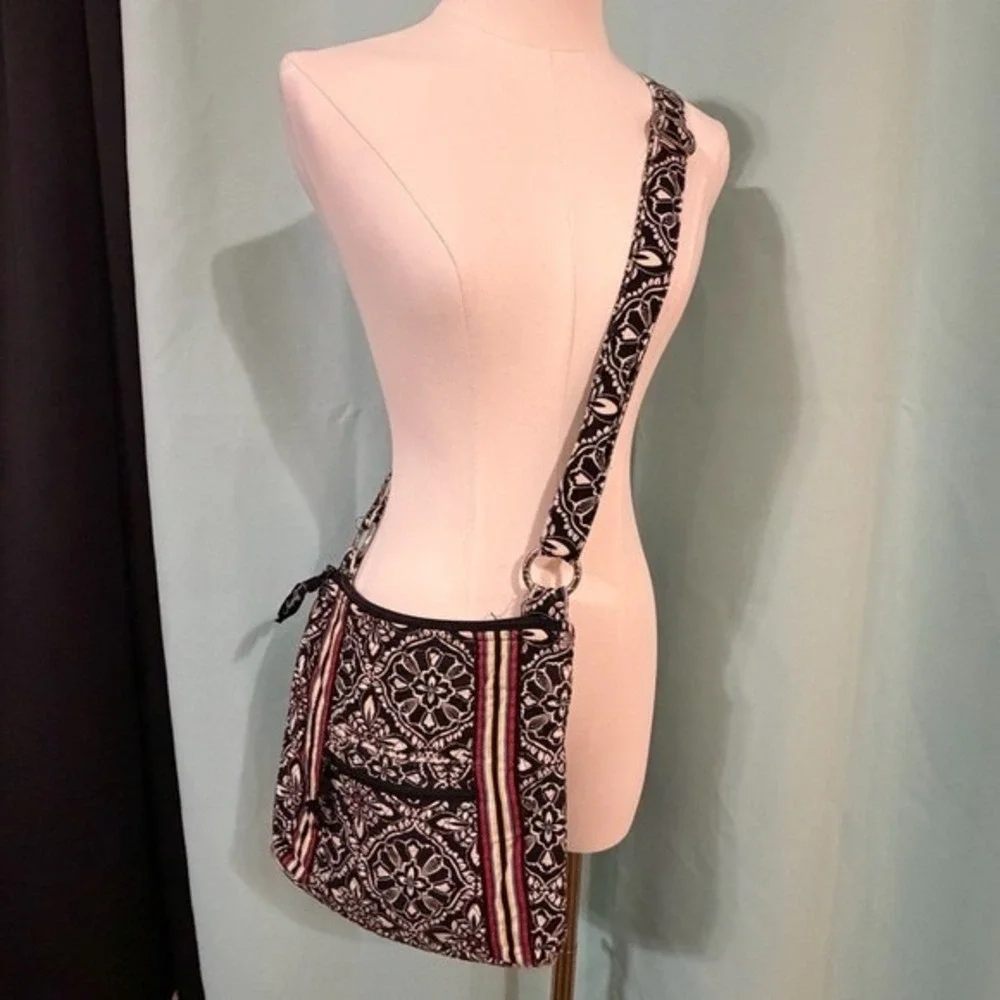 Vera Bradley Night and Day Hipster Crossbody Bag Black White Floral One Size